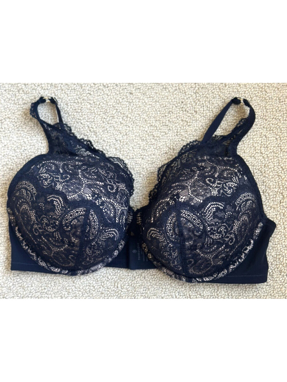 ThirdLove 24/7 Black Lace Contour Plunge Bra Underwired Padded Size 42E